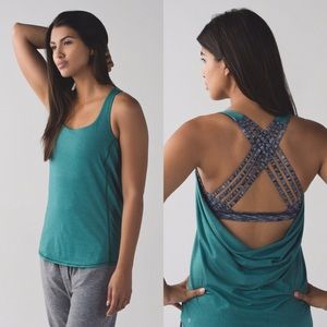Lululemon Wild Tank in Teal and Heathered Grey